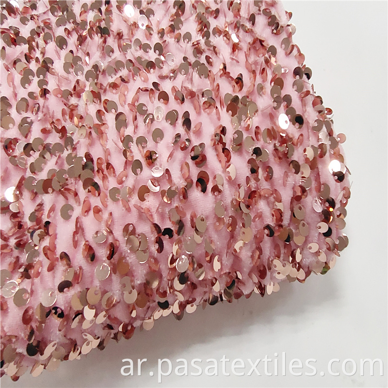 Pink Embroidered Sequins Fabric